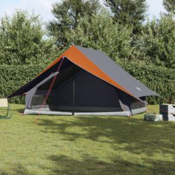 vidaXL Familie Telt 7-Person Grå og Oransje Polyester 7-person