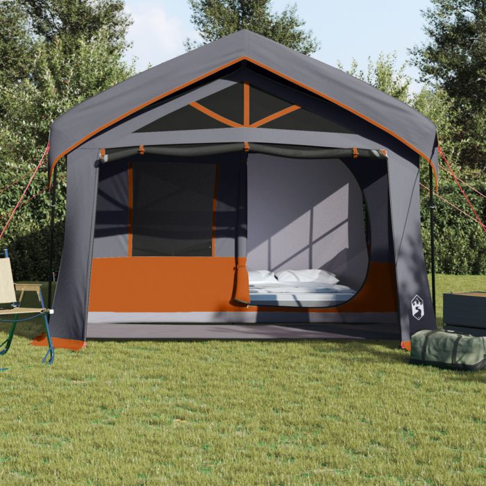 vidaXL Campingtelt med vinduer Grå og Oransje 10-personers vanntett