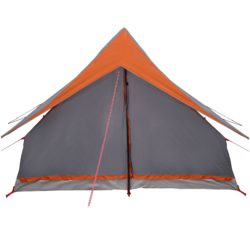 vidaXL Familie Telt 7-Person Grå og Oransje Polyester 7-person