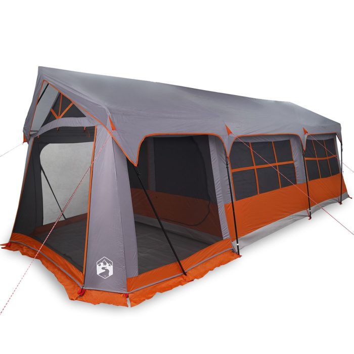 vidaXL Campingtelt med vinduer Grå og Oransje 10-personers vanntett