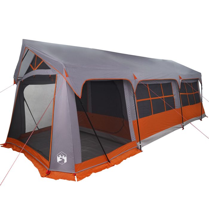 vidaXL Campingtelt med vinduer Grå og Oransje 10-personers vanntett