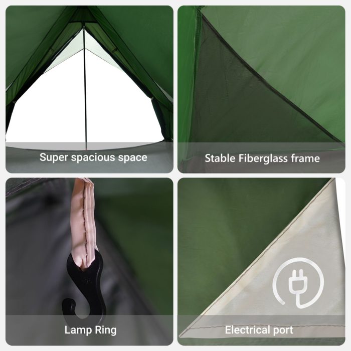 vidaXL 7-personers camping telt Grønn Polyester, Stål 7-personers
