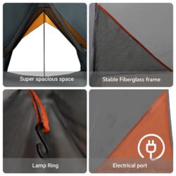 vidaXL Familie Telt 7-Person Grå og Oransje Polyester 7-person