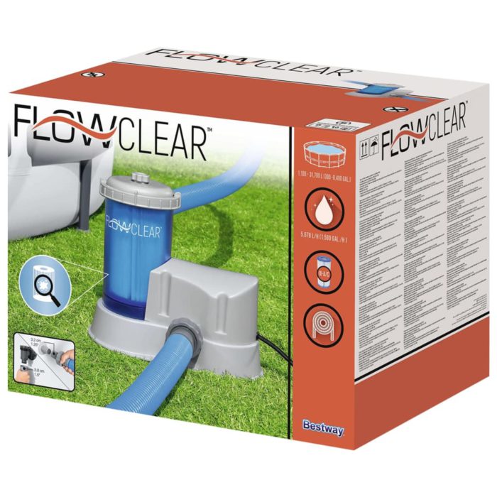 Bestway Gjennomsiktig patronfilterpumpe Flowclear