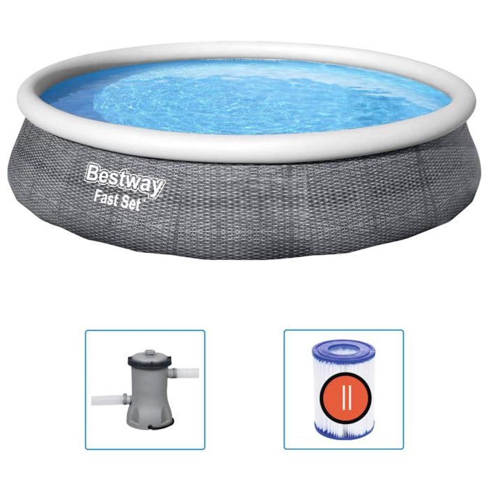 Bestway Oppblåsbart basseng Fast Set med pumpe 396×84 cm