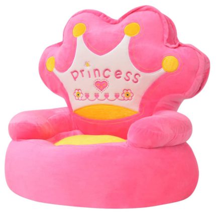 vidaXL Barnestol plysj prinsesse rosa