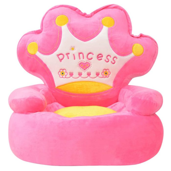 vidaXL Barnestol plysj prinsesse rosa