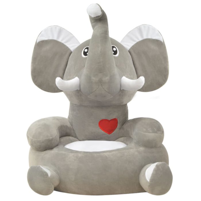 vidaXL Barnestol plysj elefant grå