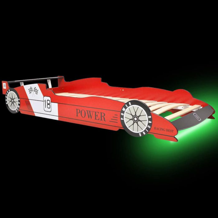 vidaXL Barnas racerbilseng med LED 90×200 cm rød