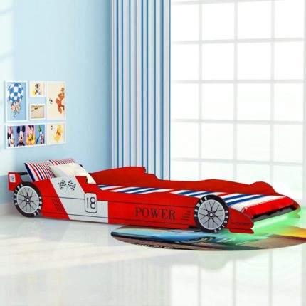 vidaXL Barnas racerbilseng med LED 90×200 cm rød