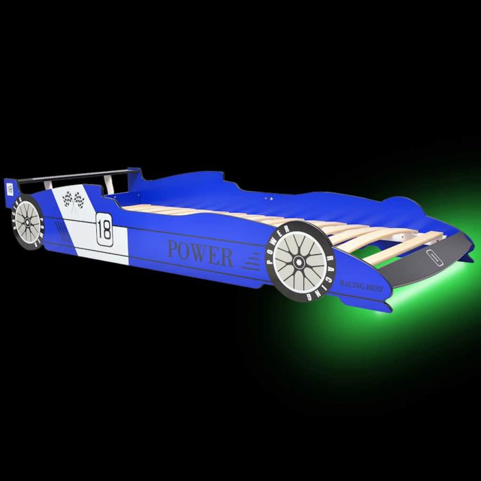 vidaXL Barnas racerbilseng med LED 90×200 cm blå