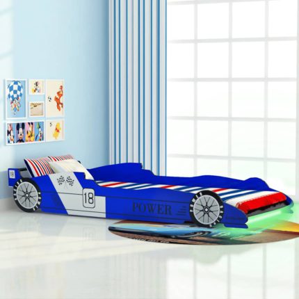 vidaXL Barnas racerbilseng med LED 90×200 cm blå