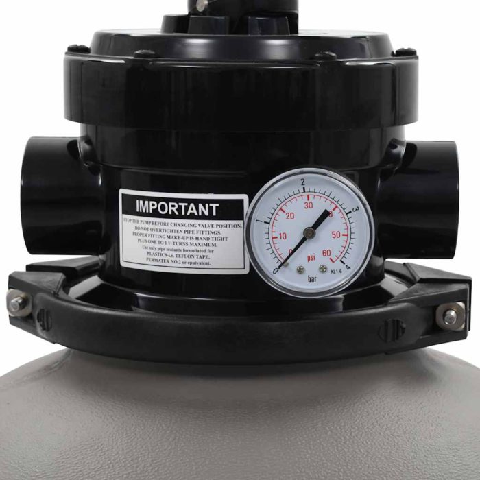 vidaXL Basseng sandfilter med 4 stillinger ventil grå 350 mm