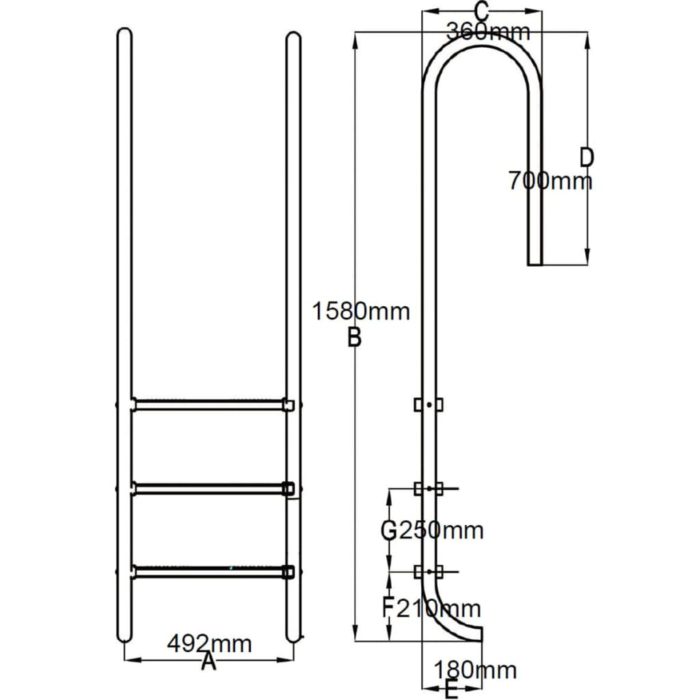 vidaXL Bassengstige 3 trinn rustfritt stål 304 120 cm