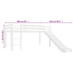 vidaXL Barneseng med sklie og stige furu 97×208 cm
