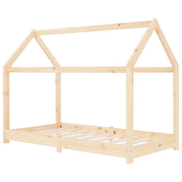 vidaXL Sengeramme barn grå heltre furu 70×140 cm