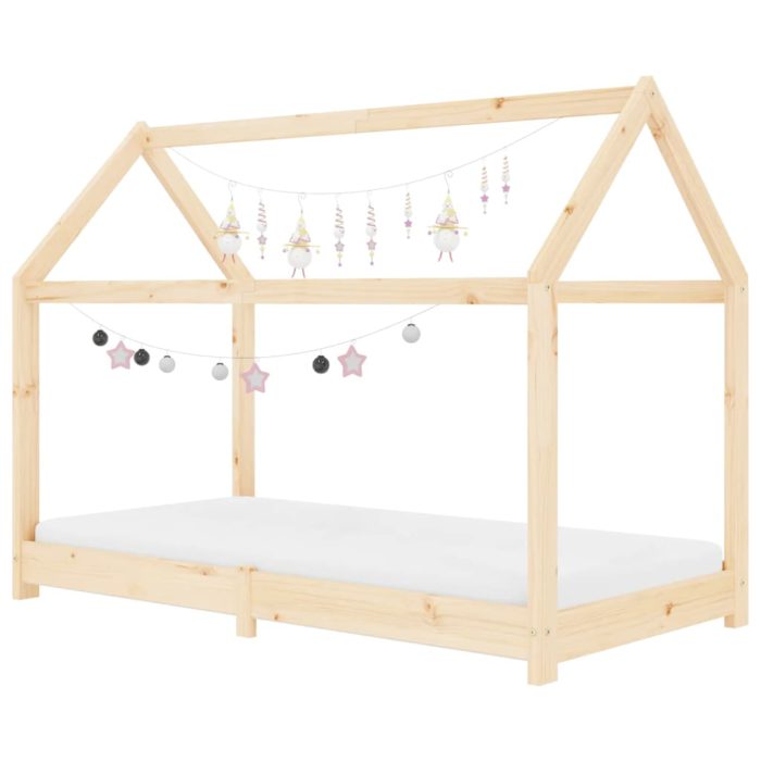 vidaXL Sengeramme barn grå heltre furu 70×140 cm
