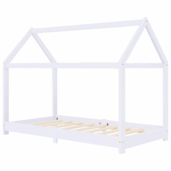 vidaXL Sengeramme for barn heltre furu hvit 80×160 cm