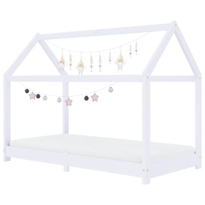 vidaXL Sengeramme for barn heltre furu hvit 80×160 cm