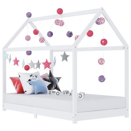 vidaXL Sengeramme for barn heltre furu hvit 90×200 cm