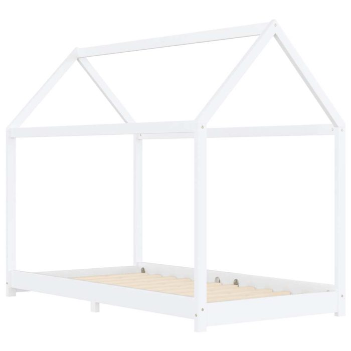 vidaXL Sengeramme for barn heltre furu hvit 90×200 cm