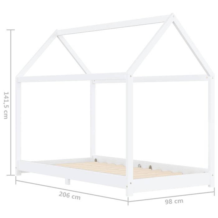 vidaXL Sengeramme for barn heltre furu hvit 90×200 cm