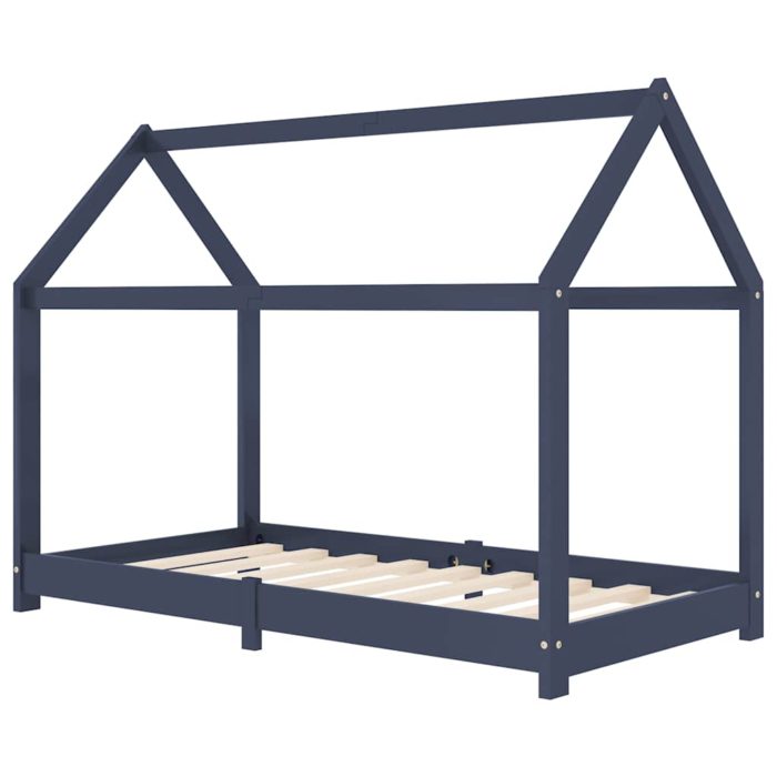 vidaXL Sengeramme for barn heltre furu grå 70×140 cm