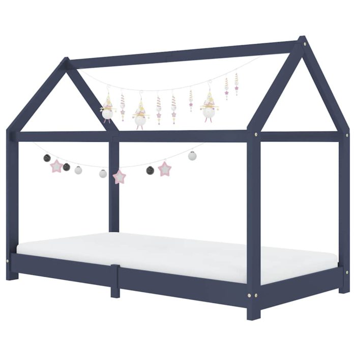 vidaXL Sengeramme for barn heltre furu grå 70×140 cm