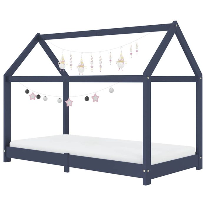 vidaXL Sengeramme for barn heltre furu grå 80×160 cm