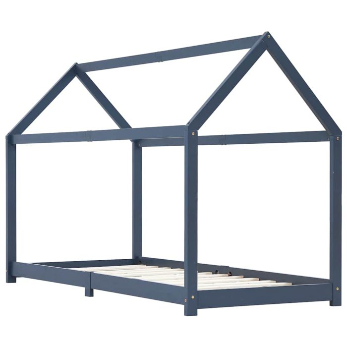 vidaXL Sengeramme for barn heltre furu grå 90×200 cm