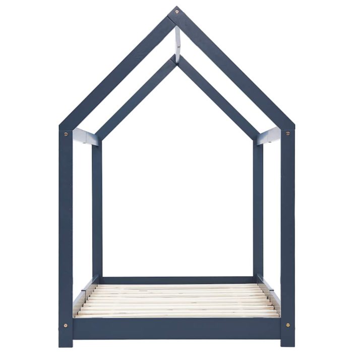 vidaXL Sengeramme for barn heltre furu grå 90×200 cm