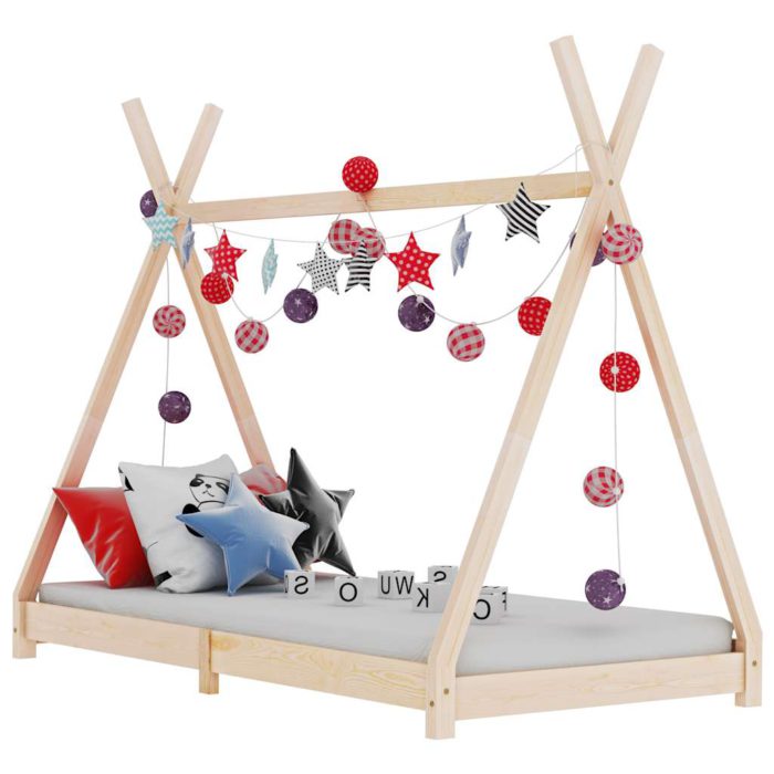 vidaXL Sengeramme for barn heltre furu 80×160 cm