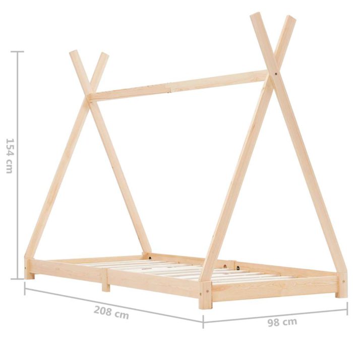 vidaXL Sengeramme for barn heltre furu 90×200 cm