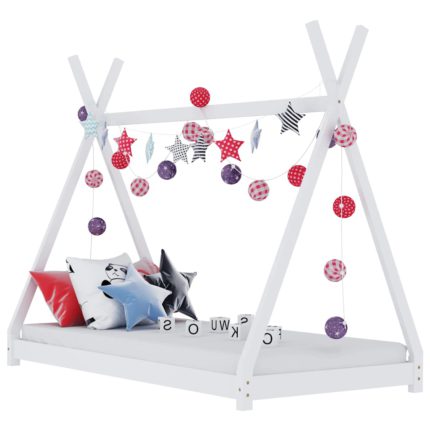 vidaXL Sengeramme for barn heltre furu hvit 80×160 cm