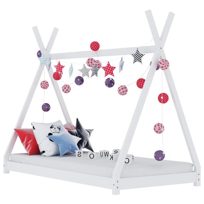 vidaXL Sengeramme for barn heltre furu hvit 80×160 cm