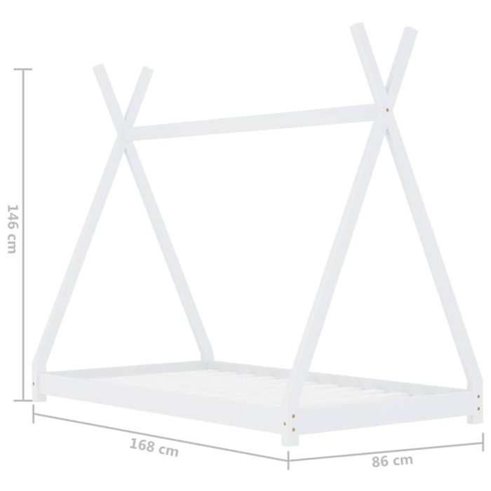 vidaXL Sengeramme for barn heltre furu hvit 80×160 cm