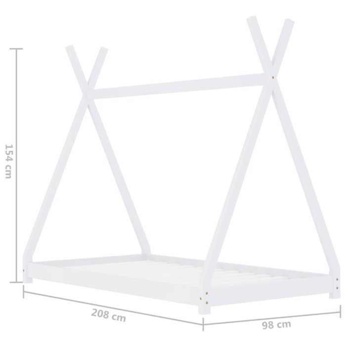 vidaXL Sengeramme for barn heltre furu hvit 90×200 cm