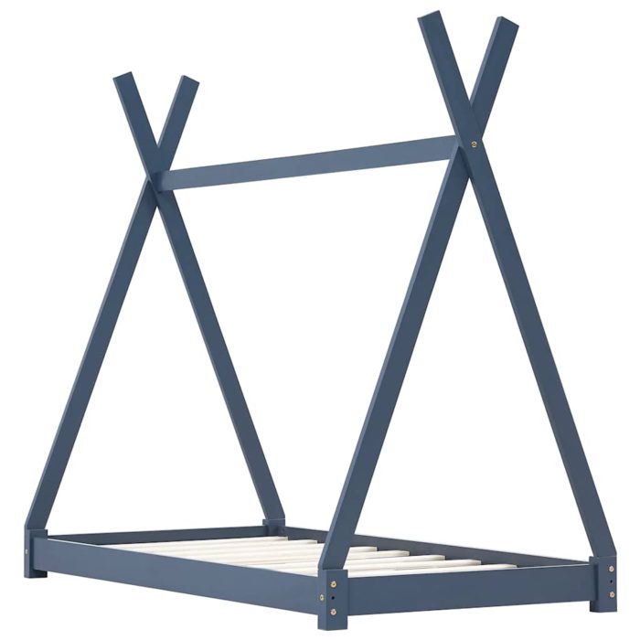 vidaXL Sengeramme for barn heltre furu grå 90×200 cm