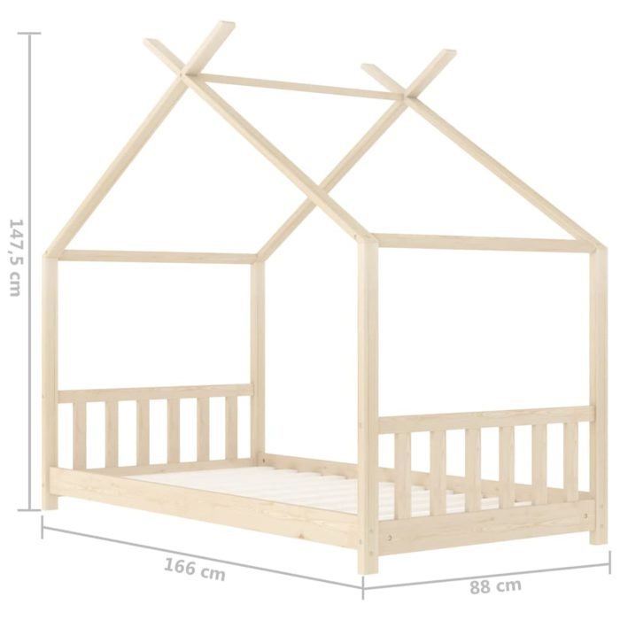 vidaXL Sengeramme for barn heltre furu 80×160 cm