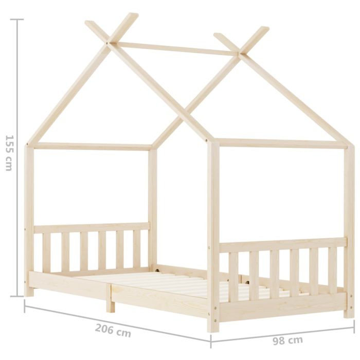 vidaXL Sengeramme for barn heltre furu 90×200 cm