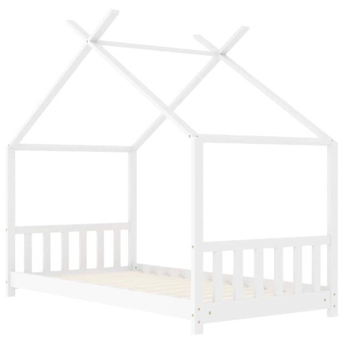 vidaXL Sengeramme for barn heltre furu hvit 70×140 cm