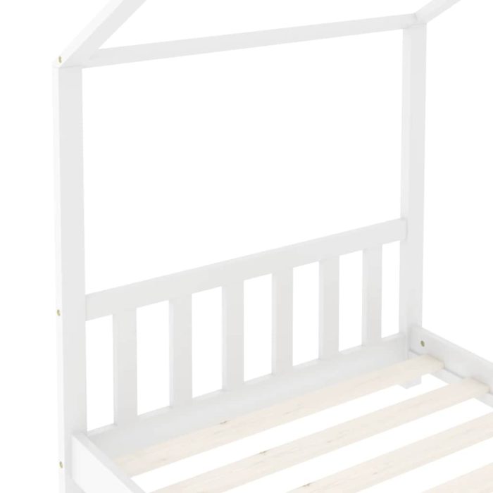 vidaXL Sengeramme for barn heltre furu hvit 70×140 cm