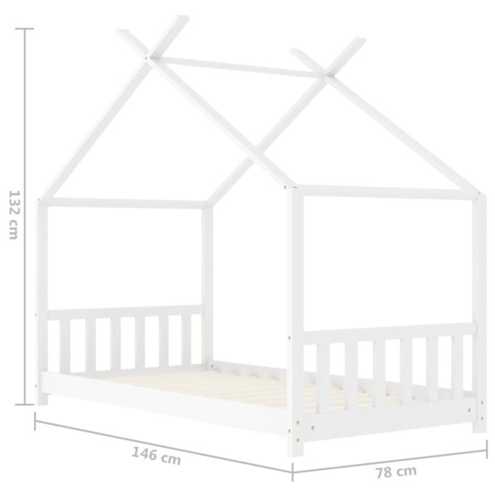 vidaXL Sengeramme for barn heltre furu hvit 70×140 cm