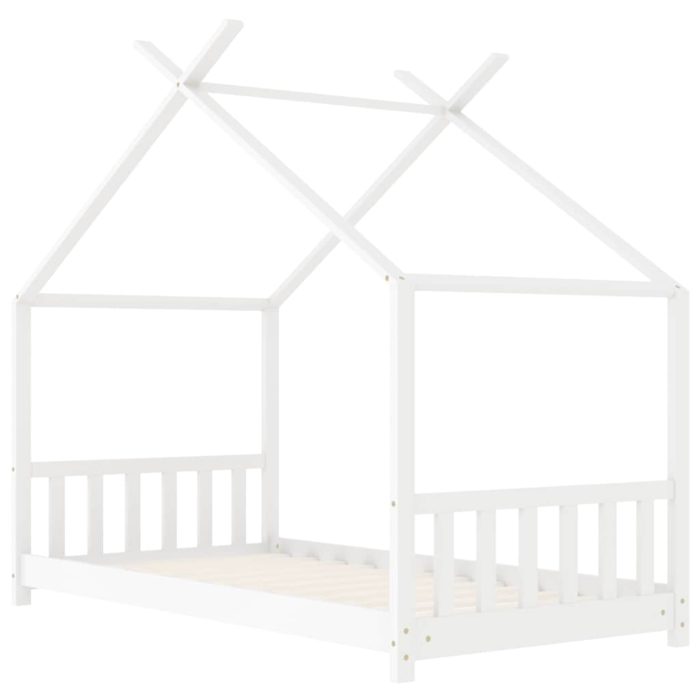 vidaXL Sengeramme for barn heltre furu hvit 80×160 cm