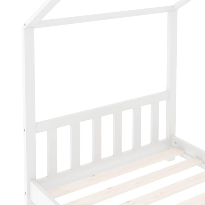 vidaXL Sengeramme for barn heltre furu hvit 80×160 cm