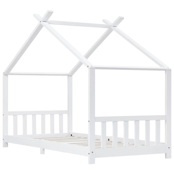 vidaXL Sengeramme for barn heltre furu hvit 90×200 cm