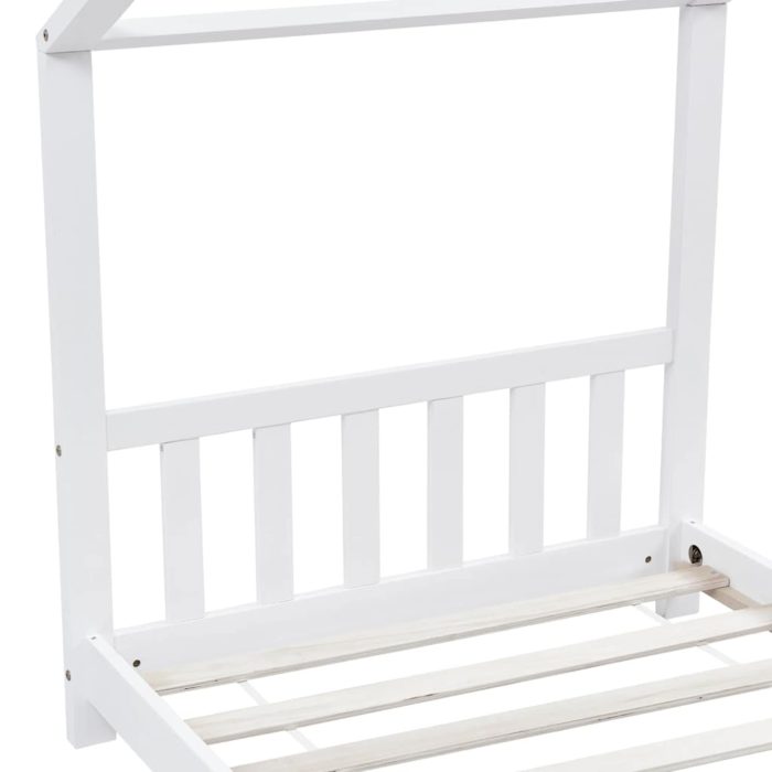 vidaXL Sengeramme for barn heltre furu hvit 90×200 cm