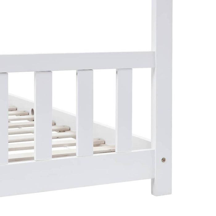 vidaXL Sengeramme for barn heltre furu hvit 90×200 cm