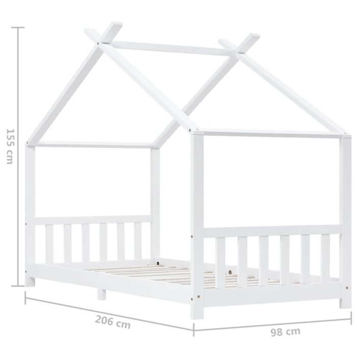 vidaXL Sengeramme for barn heltre furu hvit 90×200 cm