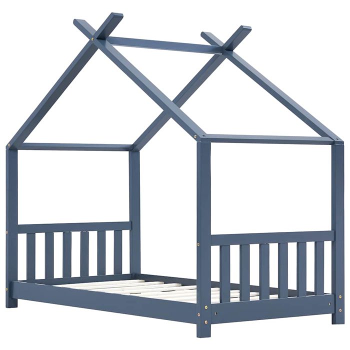 vidaXL Sengeramme for barn heltre furu grå 80×160 cm